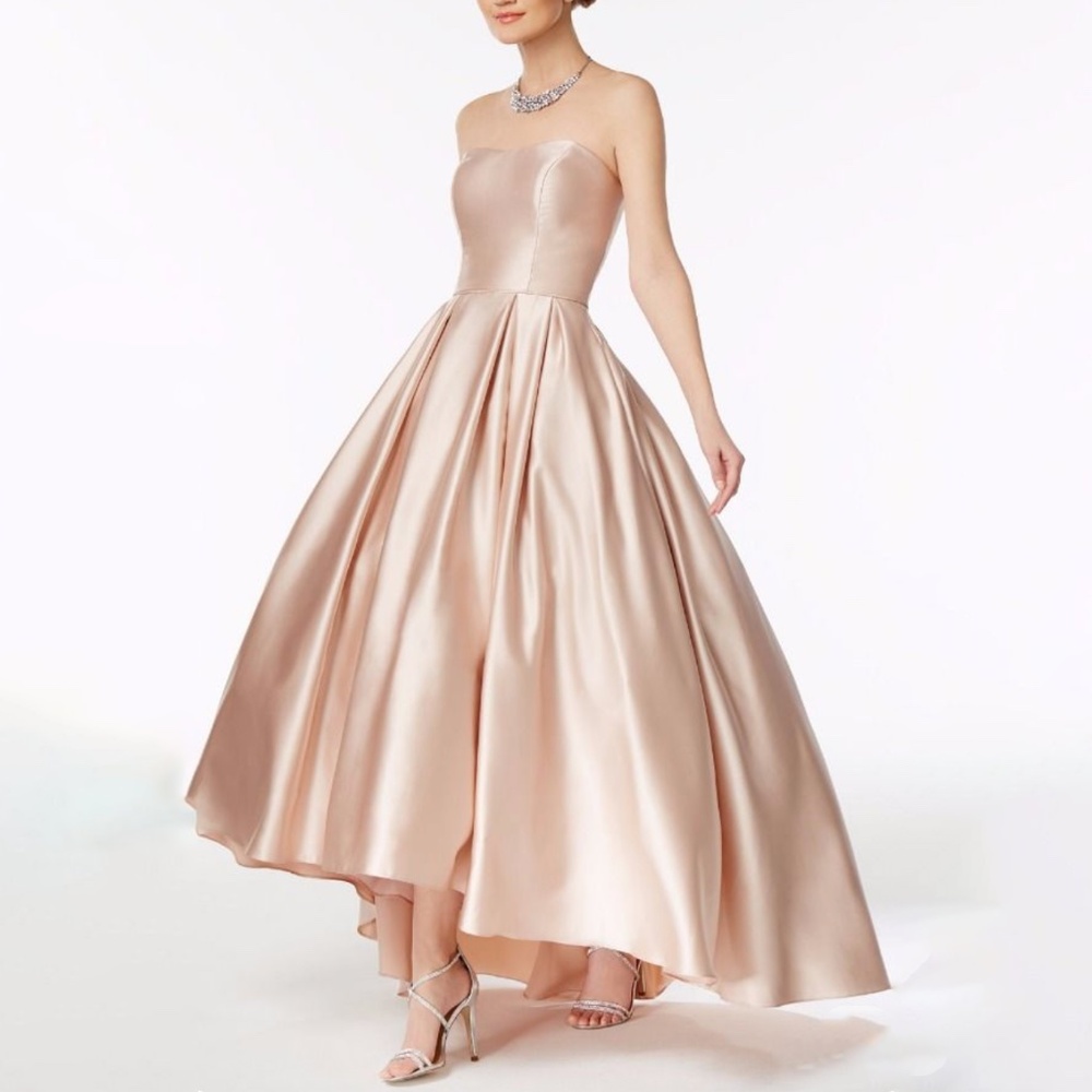 Betsy & Adam Strapless High Low Gown Blush Pink - Size 16